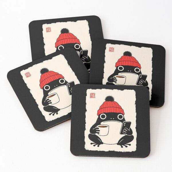 Item preview, panda coffee lover reading phone cozy winter beanie art designed and sold by ROUX-ART.
