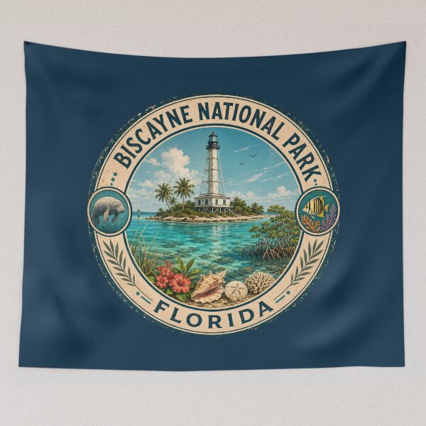 Item preview, Biscayne National Park Florida Illustration Travel Art Badge designed and sold by KrisSidDesigns.