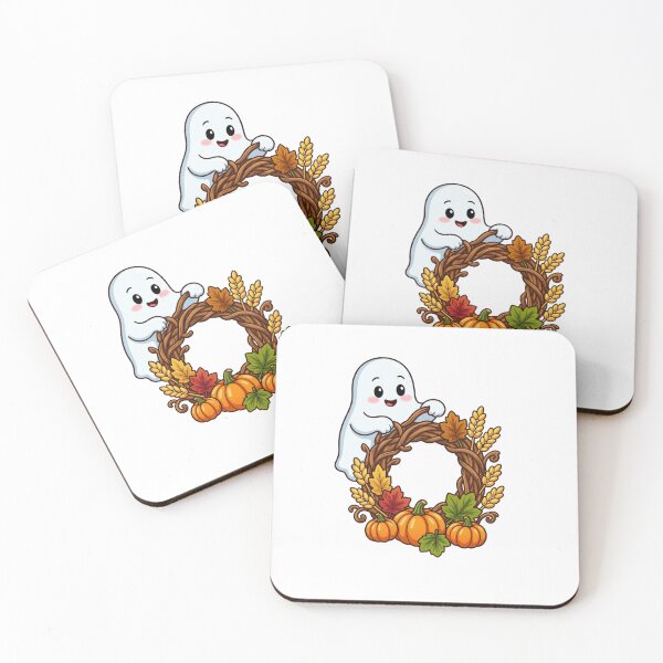 Item preview, Cute Ghost Autumn Pumpkin Wreath Fall designed and sold by Inka Moon Design.