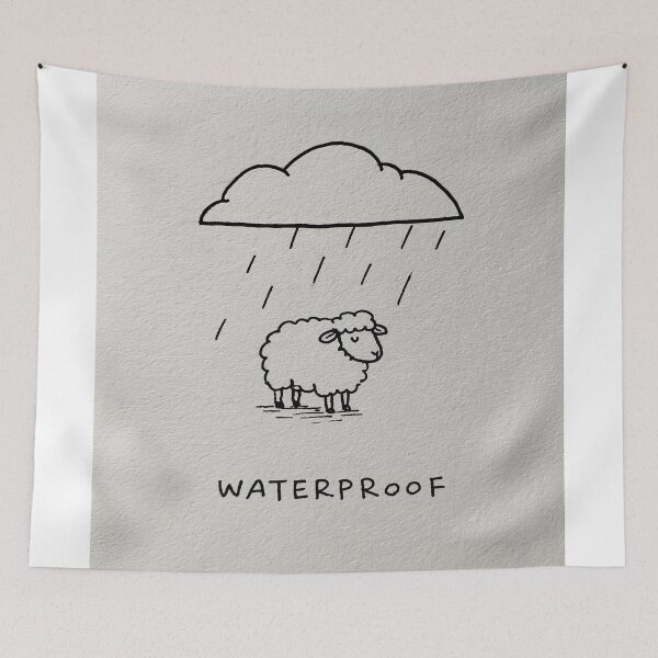 Item preview, Waterproof - Cute Sheep in Rain Minimalist Art designed and sold by lautir.