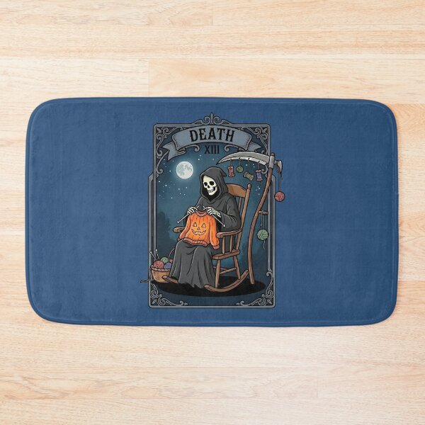 Item preview, Grim Reaper Knitting Pumpkin Sweater Death Tarot Card XIII Cozy Halloween Art designed and sold by Rare By Hero.