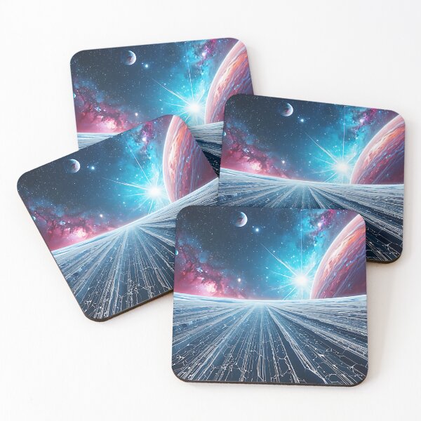 Item preview, Giant Red Planet Horizon - Cyberpunk Space Desk Mat designed and sold by CuteSlothWorld.
