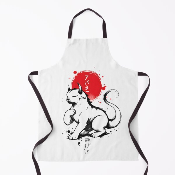 Item preview, Japanese Sumi-e Horned Spirit Cat Red Sun Ink Art designed and sold by lamiarte.