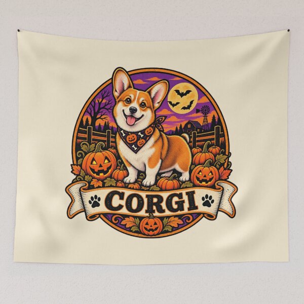 Item preview, Corgi Halloween Shirt – Cute Vintage Pumpkin Patch Retro Badge Design designed and sold by Globalcitytees.