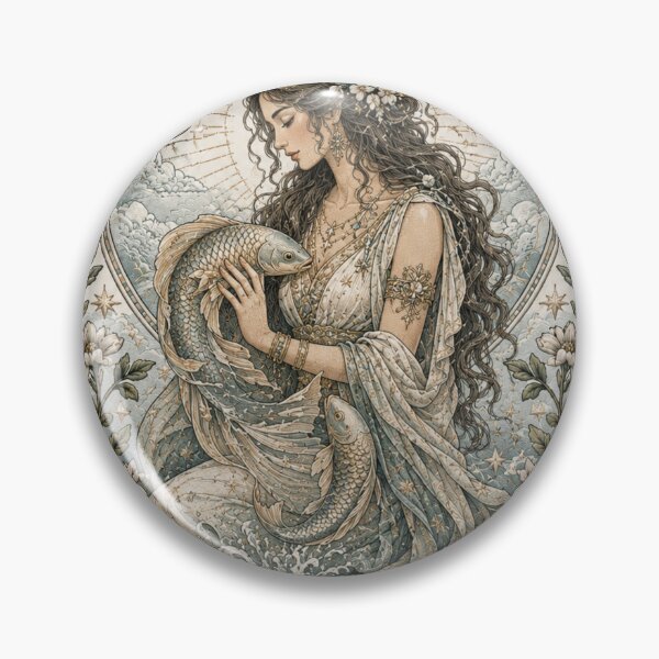 Item preview, Pisces Zodiac Maiden | Celtic Fantasy Art | Mystical Water & Sacred Fish designed and sold by doinitzart.