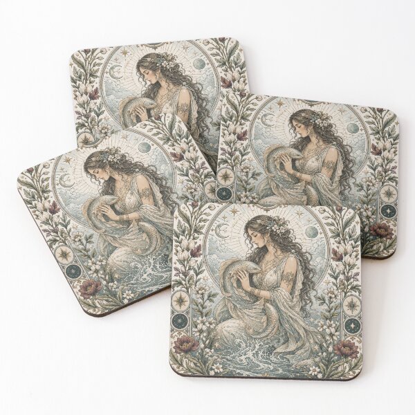 Item preview, Pisces Zodiac Maiden | Celtic Fantasy Art | Mystical Water & Sacred Fish designed and sold by doinitzart.