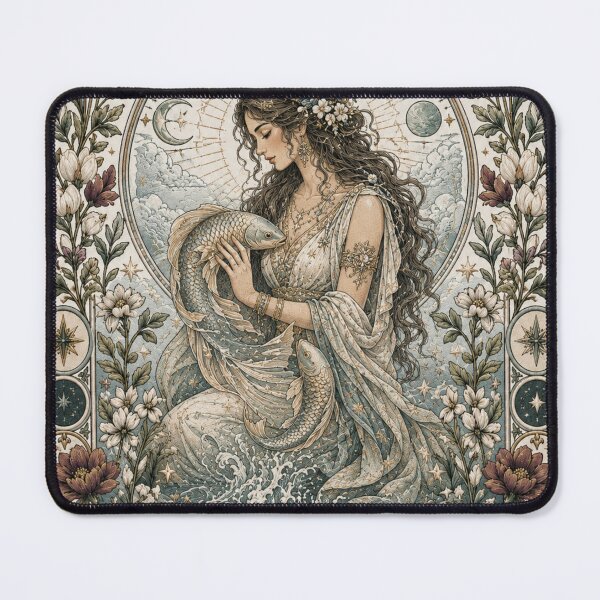 Item preview, Pisces Zodiac Maiden | Celtic Fantasy Art | Mystical Water & Sacred Fish designed and sold by doinitzart.