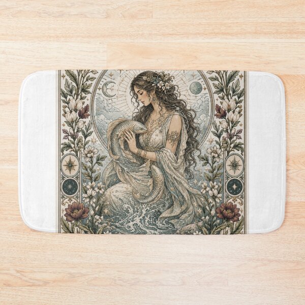 Item preview, Pisces Zodiac Maiden | Celtic Fantasy Art | Mystical Water & Sacred Fish designed and sold by doinitzart.