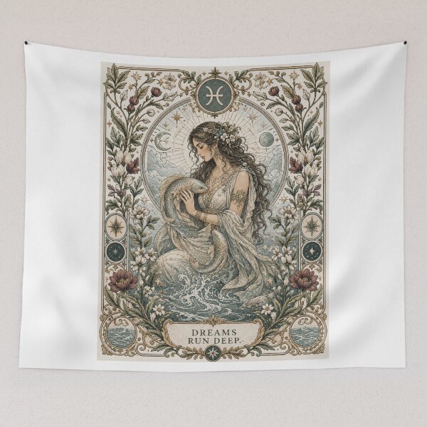 Item preview, Pisces Zodiac Maiden | Celtic Fantasy Art | Mystical Water & Sacred Fish designed and sold by doinitzart.