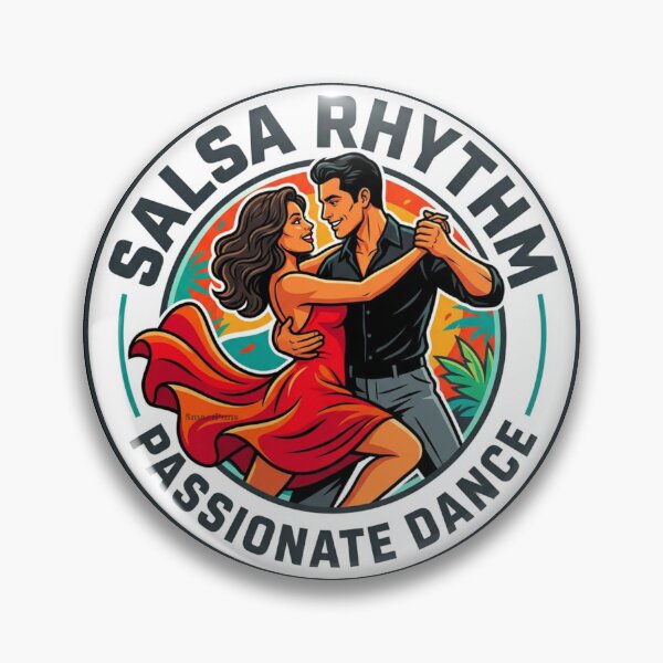 Item preview, Salsa Rhythm Passionate Dance – Retro Vintage Style Dance Couple, Tropical Sunset Circle Emblem, Latin Dancers Apparel Graphic Sticker designed and sold by SmartPuns.