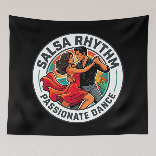 Item preview, Salsa Rhythm Passionate Dance – Retro Vintage Style Dance Couple, Tropical Sunset Circle Emblem, Latin Dancers Apparel Graphic Sticker designed and sold by SmartPuns.