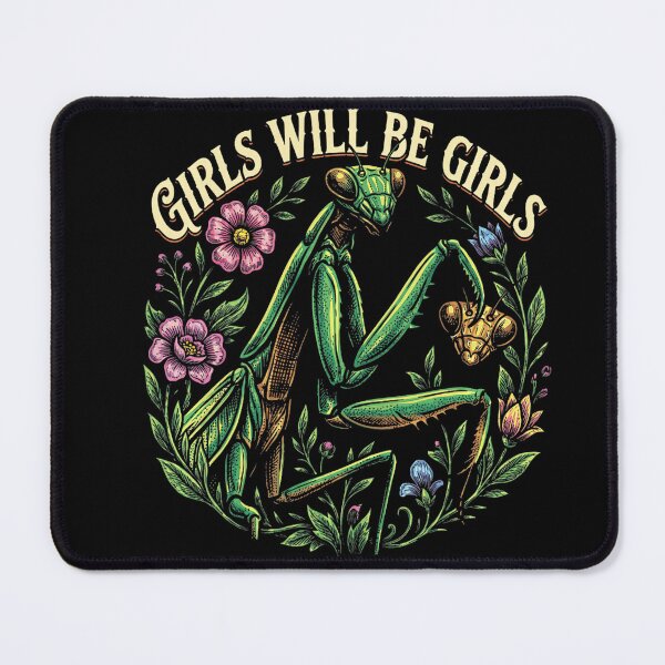 Item preview, Girls Will Be Girls Funny Praying Mantis Floral Art designed and sold by NoeValdric.