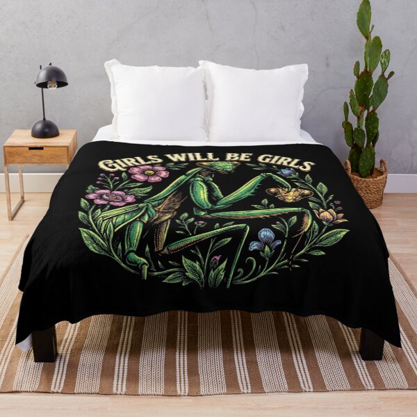 Item preview, Girls Will Be Girls Funny Praying Mantis Floral Art designed and sold by NoeValdric.