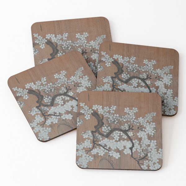 Item preview, White Cherry Blossoms Painted on Cedar Wood designed and sold by MiraNadaPrints.