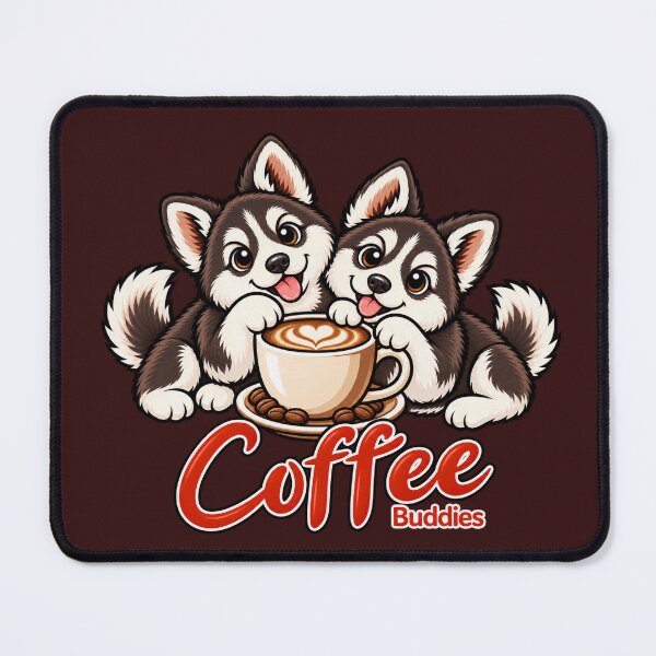Item preview, Coffee Buddies Cute Dogs Sharing Coffee Cartoon T-Shirt Design designed and sold by RobertArt08.
