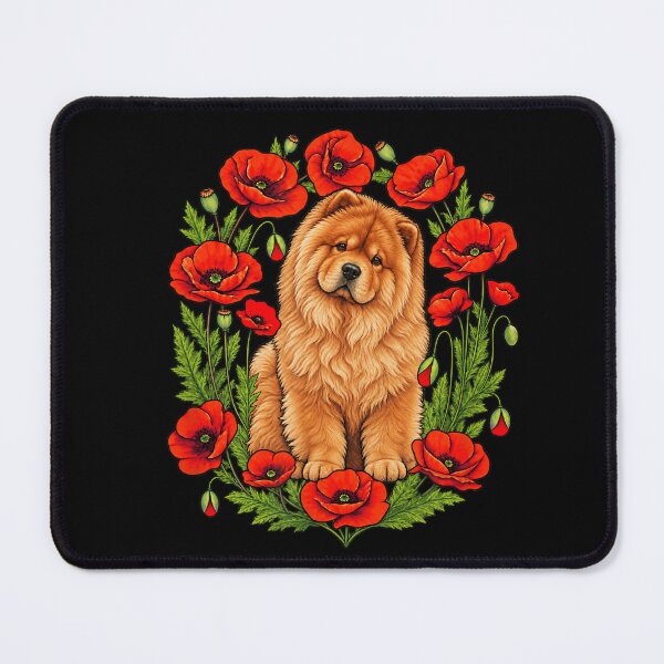 Item preview, Cute Chow Chow Puppy Surrounded by Red Poppy Flowers designed and sold by TadeoNivar.