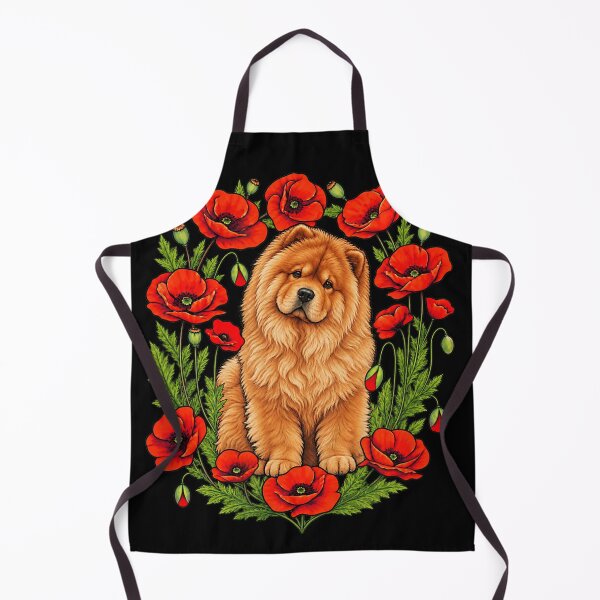 Item preview, Cute Chow Chow Puppy Surrounded by Red Poppy Flowers designed and sold by TadeoNivar.