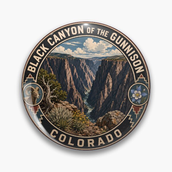 Item preview, Black Canyon of the Gunnison National Park Illustration Travel Art Badge designed and sold by KrisSidDesigns.