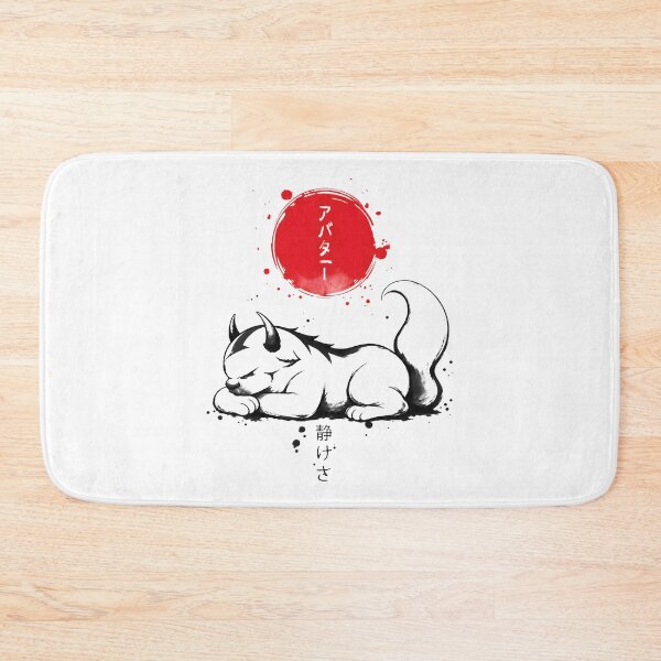 Item preview, Japanese Sumi-e Horned Spirit Cat Red Sun Ink Art designed and sold by lamiarte.