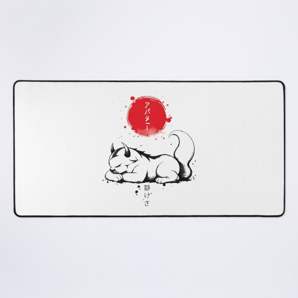 Item preview, Japanese Sumi-e Horned Spirit Cat Red Sun Ink Art designed and sold by lamiarte.