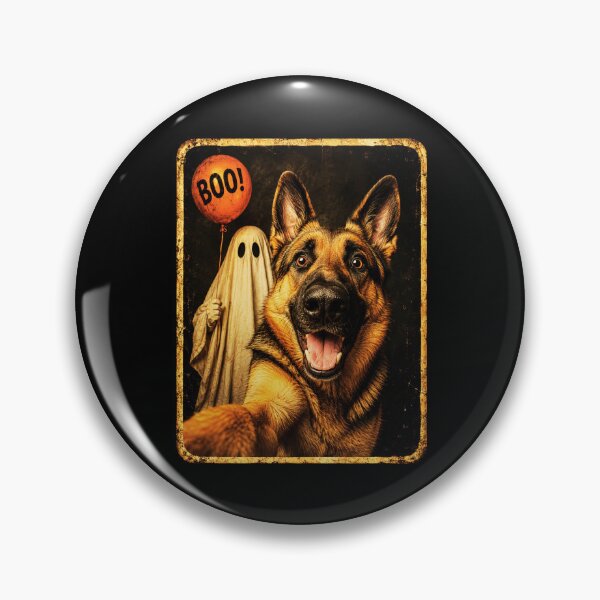 Item preview, Halloween German Shepherd with Boo Balloon Ghost Portrait designed and sold by ROUX-ART.