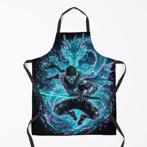 Item preview, Cyberpunk Ninja Neon Dragon - Futuristic Samurai Art designed and sold by Raloel Art.