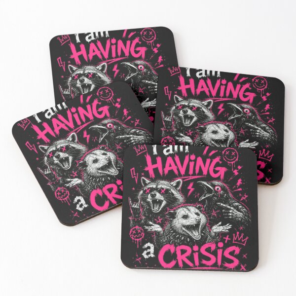 Item preview, I Am Having A Crisis Raccoon Opossum Crow Chaotic Relatable Humor designed and sold by RetroMini2026.
