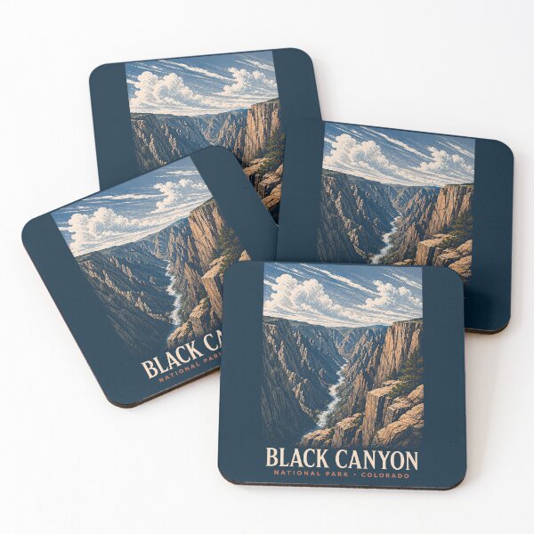 Item preview, Black Canyon of the Gunnison National Park Modern Woodblock Travel Art designed and sold by KrisSidDesigns.