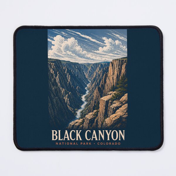 Item preview, Black Canyon of the Gunnison National Park Modern Woodblock Travel Art designed and sold by KrisSidDesigns.