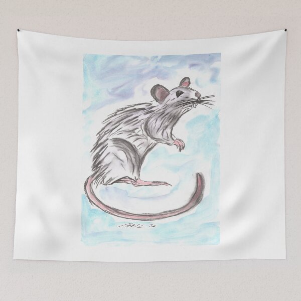 Item preview, Rat King, Charcoal & Blue Watercolour designed and sold by Anke‘s Bazaar.