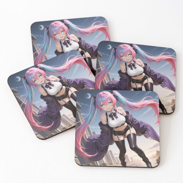 Item preview, Pink Twin-Tailed Anime Adventurer in Purple Streetwear designed and sold by Killington.