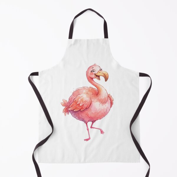Artikelvorschau, Aquarell-Cartoon-Illustration eines molligen, glücklichen Flamingos entworfen und verkauft von StickVerse by Owais.