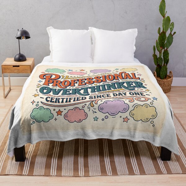 Item preview, Professional Overthinker Retro 70s Typography Quote Illustration designed and sold by NiceArtsPlace.