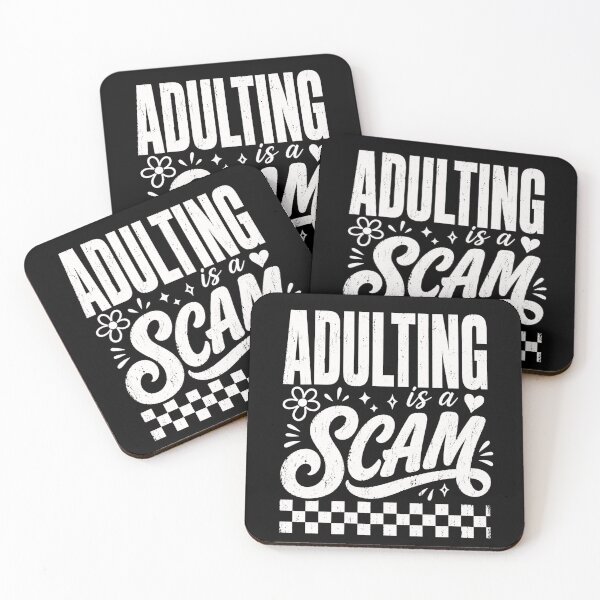 Item preview, adulting is a scam retro distressed funny quote designed and sold by ROUX-ART.