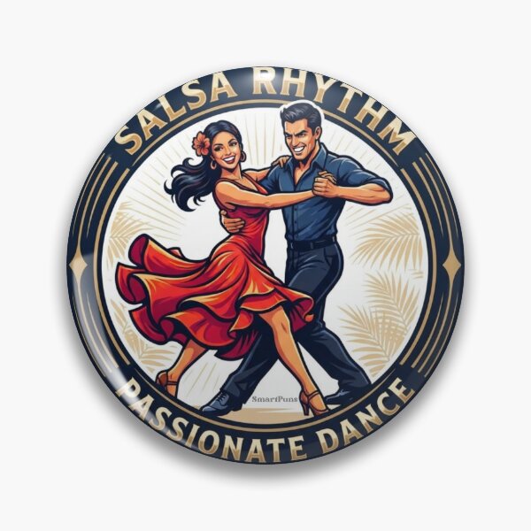 Item preview, Salsa Rhythm Passionate Dance – Retro Luxury Golden Sun Dance Couple, Vintage Decorative Circle Emblem, Latin Dancers Apparel Graphic Sticker designed and sold by SmartPuns.