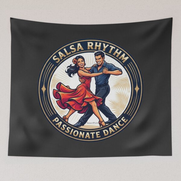Item preview, Salsa Rhythm Passionate Dance – Retro Luxury Golden Sun Dance Couple, Vintage Decorative Circle Emblem, Latin Dancers Apparel Graphic Sticker designed and sold by SmartPuns.