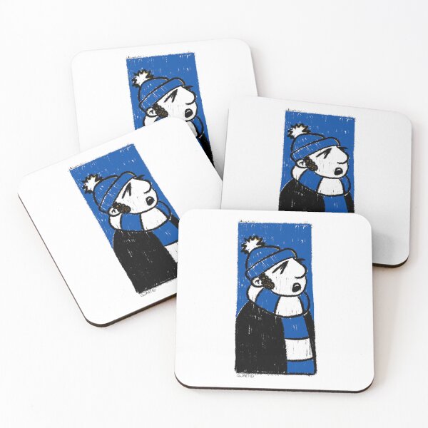 Item preview, Classic Football Fan Illustration | Footy Terrace Supporter | Blue & White Scarf designed and sold by GWARTGB.