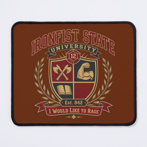 Item preview, Ironfist State University - Barbarian Varsity DND RPG Meme designed and sold by Dice_Goblin_Studio.