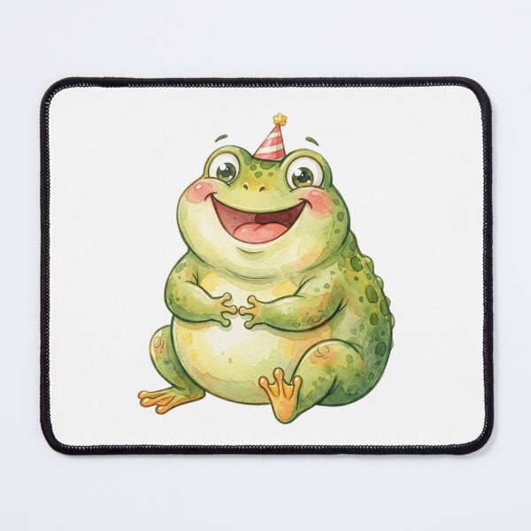 Item preview, Chubby Happy Frog Watercolor Cartoon Illustration designed and sold by StickVerse by Owais.