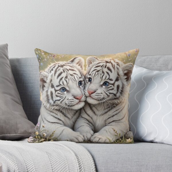 Item preview, White Tiger Cubs – Sweet Wildlife Companions in a Flower Meadow designed and sold by TreatLLC.
