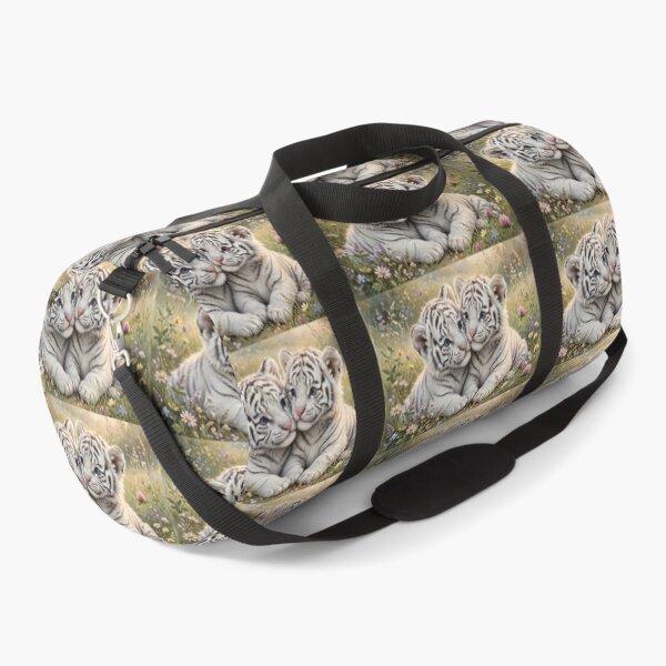 Item preview, White Tiger Cubs – Sweet Wildlife Companions in a Flower Meadow designed and sold by TreatLLC.