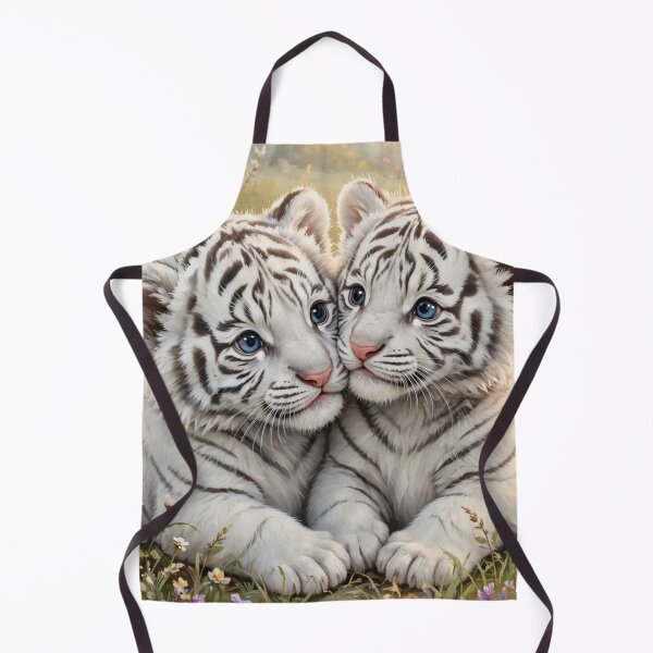 Item preview, White Tiger Cubs – Sweet Wildlife Companions in a Flower Meadow designed and sold by TreatLLC.