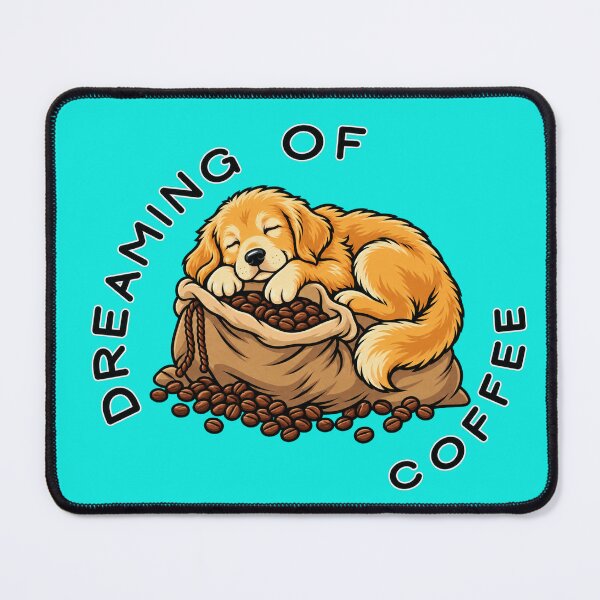 Item preview, Dreaming Of Coffee Cute Sleeping Golden Retriever Puppy On Coffee Bean Sack designed and sold by RobertArt08.