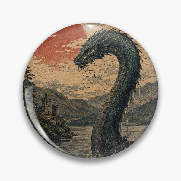 Item preview, Loch Ness Monster Japanese Ukiyo-e Cryptid Art designed and sold by LateNightInn.