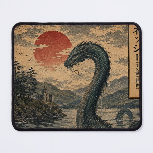 Item preview, Loch Ness Monster Japanese Ukiyo-e Cryptid Art designed and sold by LateNightInn.