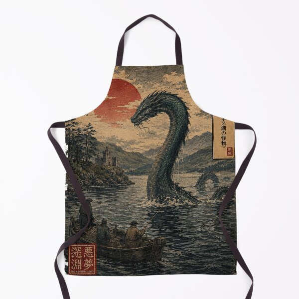 Item preview, Loch Ness Monster Japanese Ukiyo-e Cryptid Art designed and sold by LateNightInn.