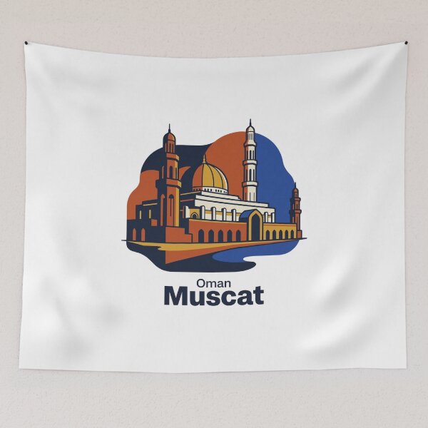 Item preview, Muscat Grand Mosque Bold Retro Graphic Travel Art designed and sold by Inkworksbyshery.