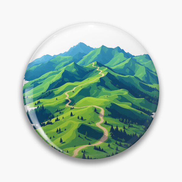 Item preview, Basque Green Mountains & Winding Path — Isometric Flat Vector Landscape Art designed and sold by DONOSTIADESIGN.