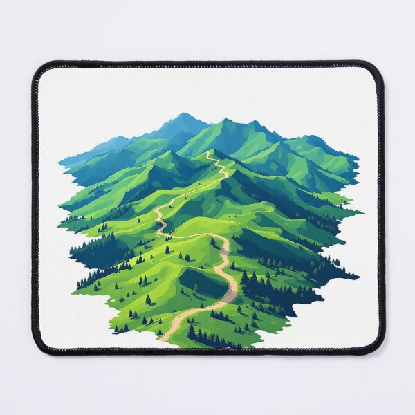 Item preview, Basque Green Mountains & Winding Path — Isometric Flat Vector Landscape Art designed and sold by DONOSTIADESIGN.