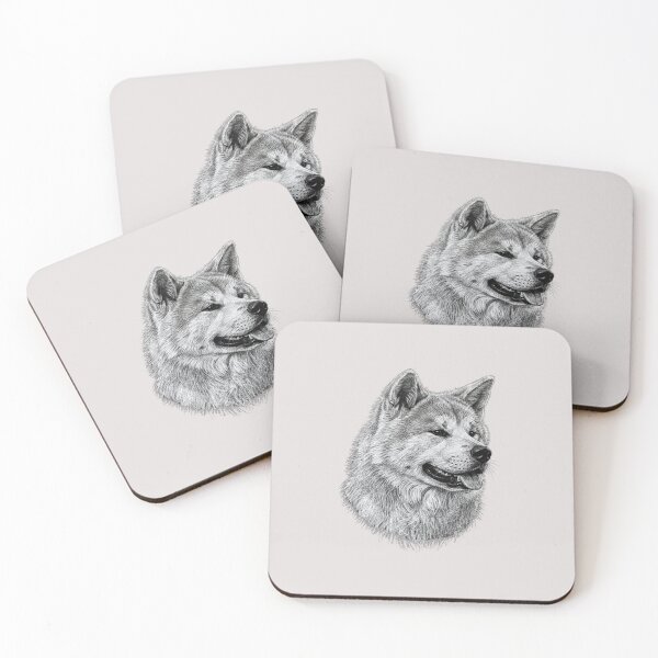 Item preview, Akita Inu Dog Breed Chalk Sketch Portrait designed and sold by Exquisite Design Studio „Paculówka”.